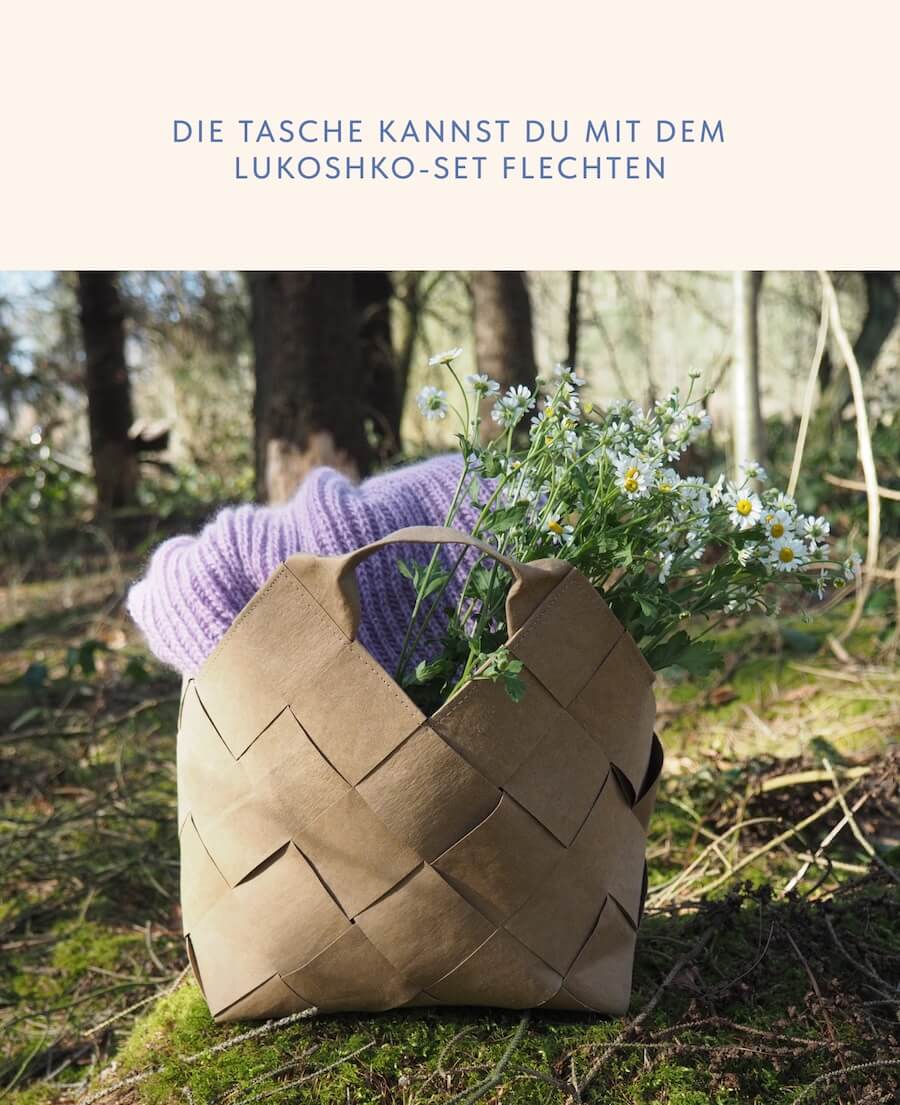 LUKOSHKO Streifen DIY Set – Lederpapierstreifen und Griffe für nachhaltige, individuelle DIY Tasche, kreatives Bastelset für stylische LUKOSHKO Taschen zum Selbermachen