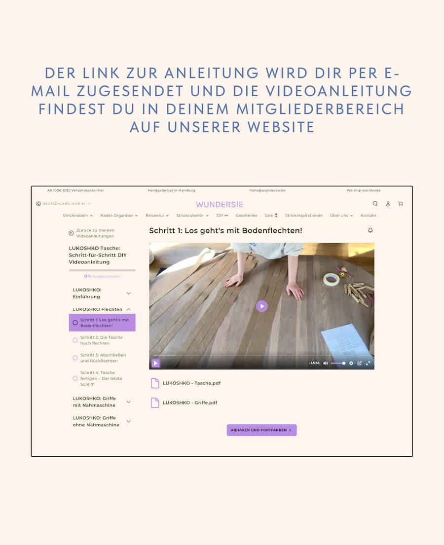 LUKOSHKO Streifen DIY Set – Lederpapierstreifen und Griffe für nachhaltige, individuelle DIY Tasche, kreatives Bastelset für stylische LUKOSHKO Taschen zum Selbermachen