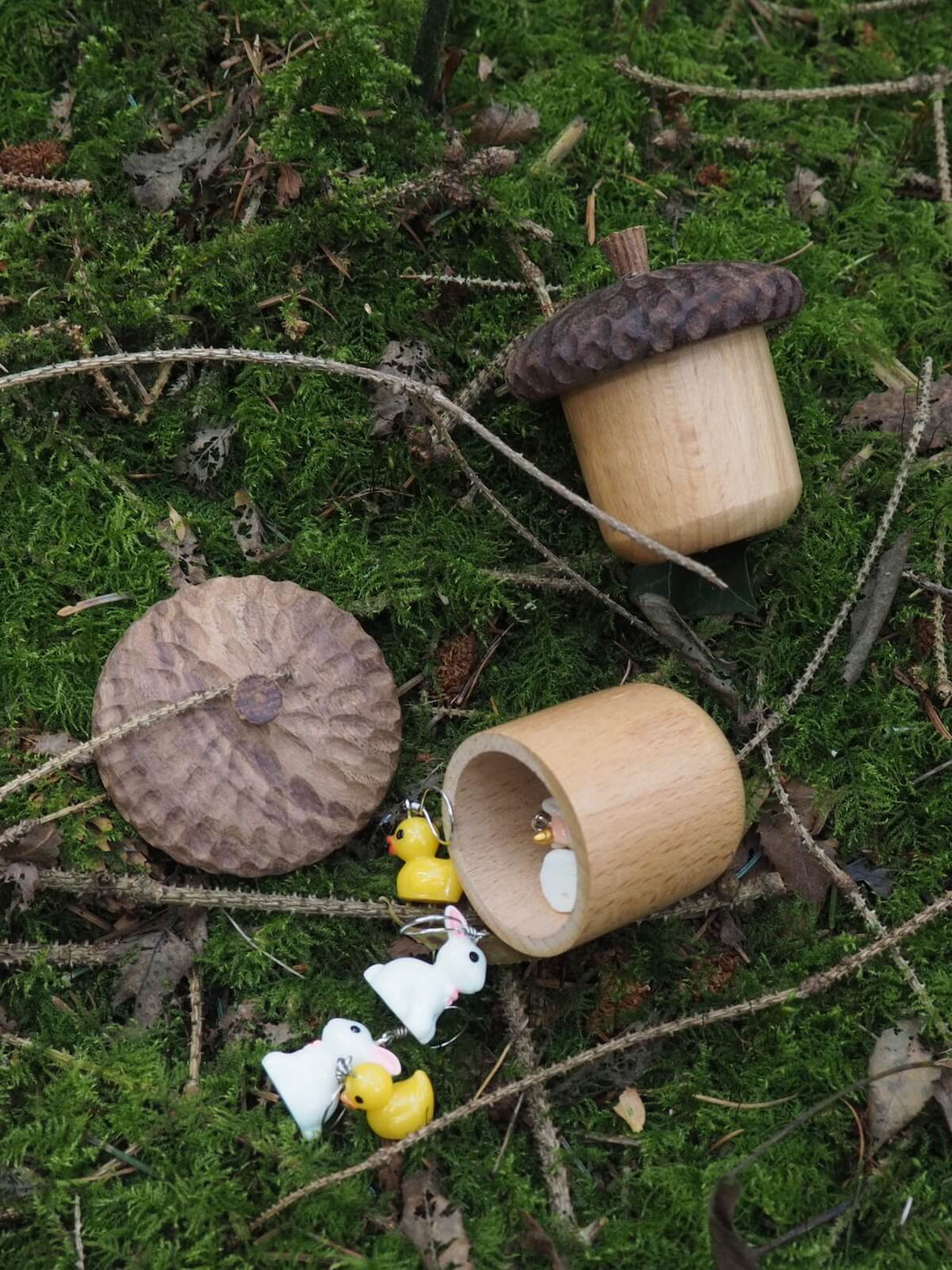 Eichel Maschenmarkierer-Box aus Holz Strickzubehör von WUNDERSIE