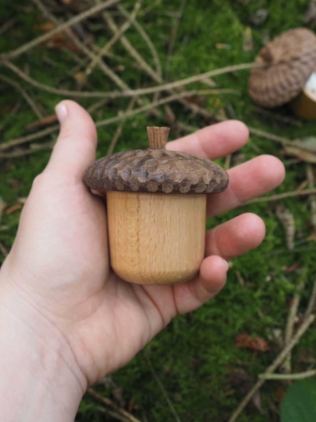 Eichel Maschenmarkierer-Box aus Holz Strickzubehör von WUNDERSIE